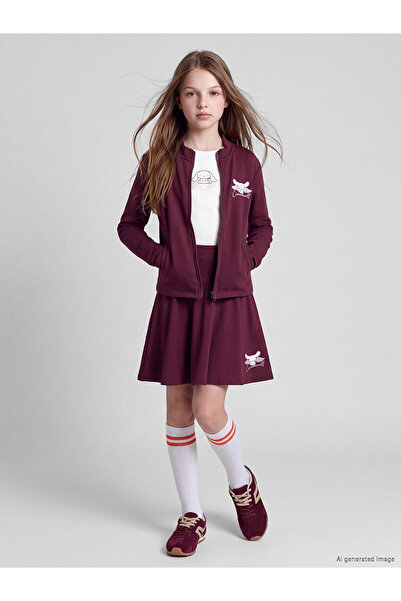 LC Waikiki Two Mt Shop Quality Lcw Kids Burgundy Cinnamoroll Printed Girls' S...