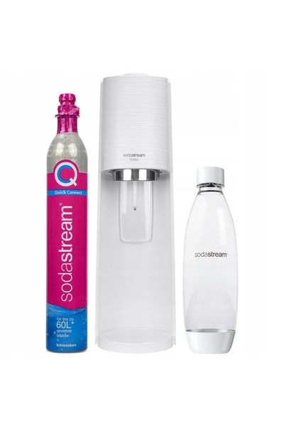 sodastream SATURATOR TERRA WHITE KIT CU O STICLĂ + SIROP PEPSI