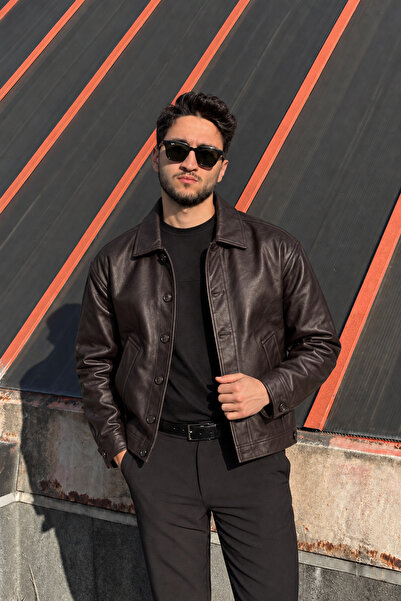 inpool Men'S, Buttoned, Shirt Collar, Seasonal, Faux Leather Jacket 712