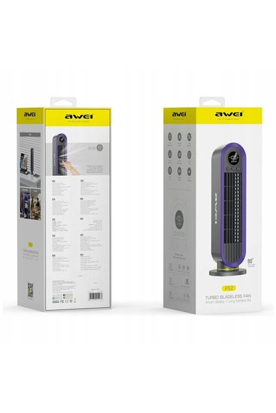 NO BRAND Ventilator de coloană AWEI F52 3600 mAh, gri