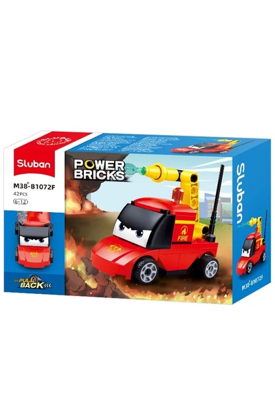 Sluban Set de construcție Power Bricks, 42 de piese, Mașină de pompieri, meca...
