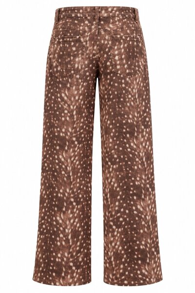 Laluvia Kahverengi Boru Paça Bambi Desen Gabardin Pantolon - 1243