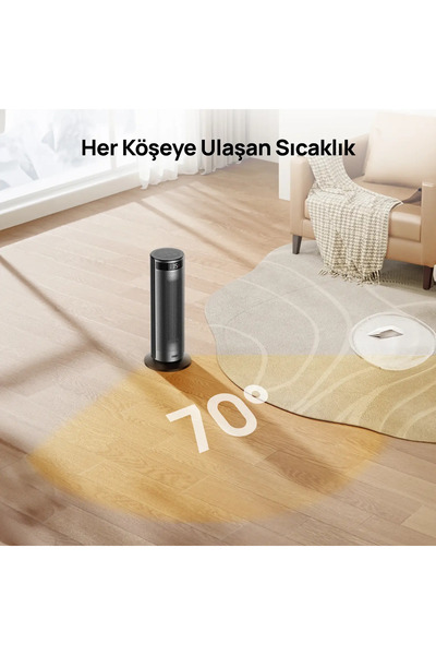 DREO Akıllı Elektrikli Isıtıcı 2000W 5 Kademe Kumandalı 70° Salınım Dijital Termostat