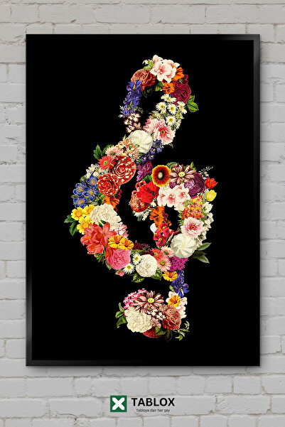 tablomaxtbx Αφίσα τέχνης Flower Flower Music Music Heart Heart Art με κορνίζα...