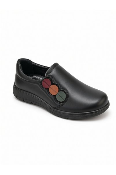Kemal Aygün Women's Genuine Leather Orthopedic Sole Slip-On Casual Shoes