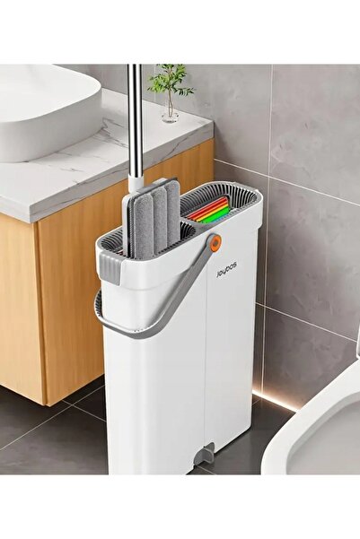 NO BRAND Set mop plat 33 cm cu găleată cu două compartimente și storcător + 4...