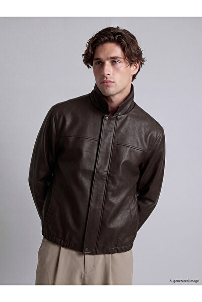 LC Waikiki Lcw Vision Brown Faux Leather Plain Standard & Regular Men's Leath...