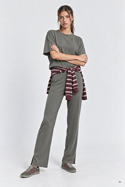 Lovelyİstanbul Basic Modal Top and Bottom Set Lnz0007 Green