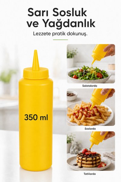Ezupack Plastik Yağlık Sosluk 350 ml Yağdanlık Ketçap Mayonez Hardal ve Sos Ş...