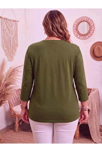 MaxiMor Women's Plus Size Printed Crew Neck Long Sleeve Viscose Cotton Lycra Fabric Oversize