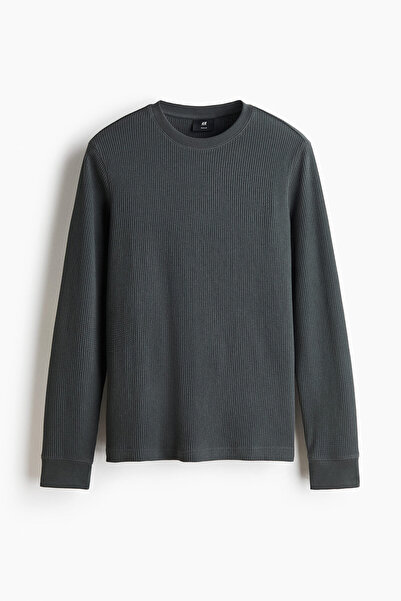 H&M Petek Dokulu ve Uzun Kollu Tişört Regular Fit