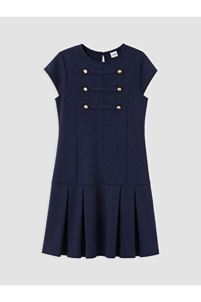 LC Waikiki Rmz Gi̇yi̇m Farkiyla Button Detailed Pleated Girls' Dress