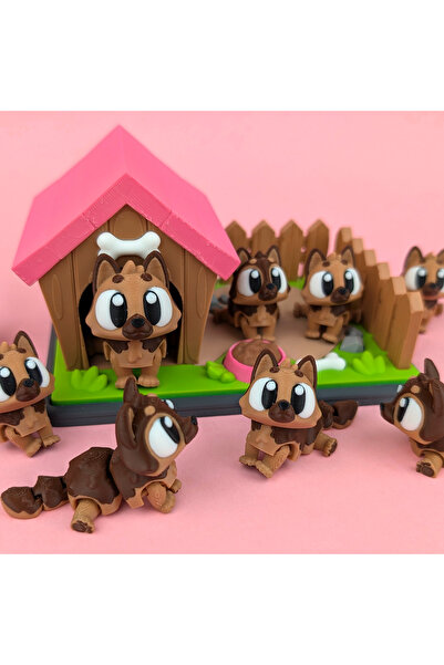 MİNİKOM TOYS 🐾 Tiggletz Sevimli Köpekler – Kulübeli Köpek Ailesi Oyuncak Seti