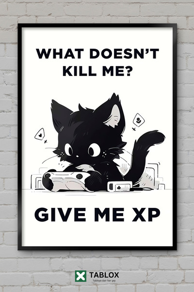 tablomaxtbx Gaming Game Cat Kedi Gamer Αφίσα Τέχνης με Κορνίζα Διακοσμητικός ...