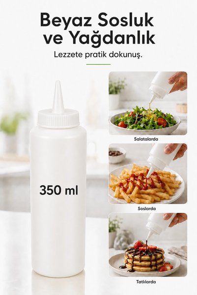 Ezupack Plastik Yağlık Sosluk 350 ml Yağdanlık Ketçap Mayonez Hardal ve Sos Ş...