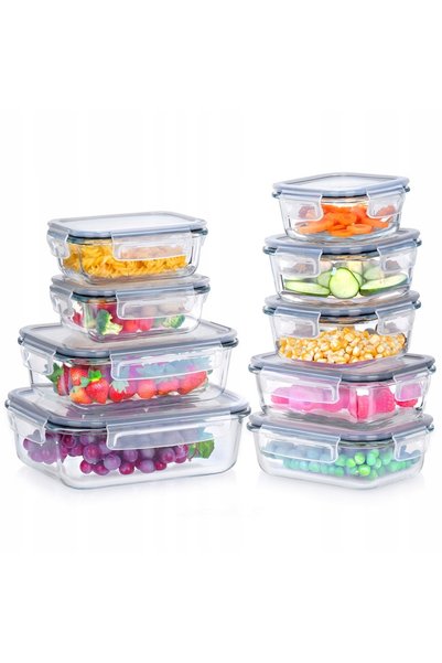 ARTEMİSPAK Set de 9 recipiente mari de sticlă pentru depozitarea alimentelor,...