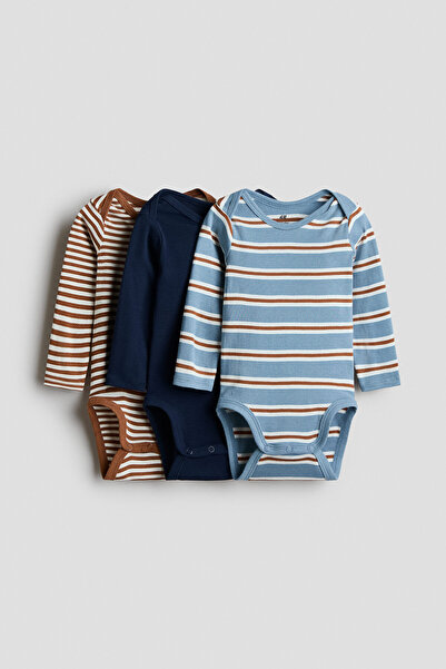 H&M 3'lü Pamuklu ve Zarf Yakalı Body