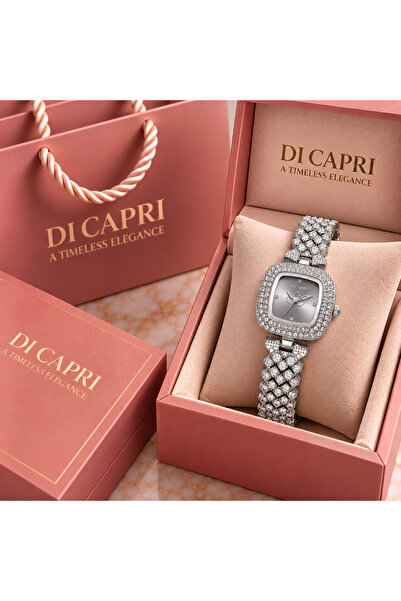 Generic Brand Di Capri Women's Watch Silver Square with Shiny Crystals Looste...