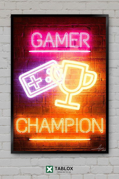 tablomaxtbx Gamer Champion Player Gaming Art Διακόσμηση τοίχου Κορνιζαρισμένο...