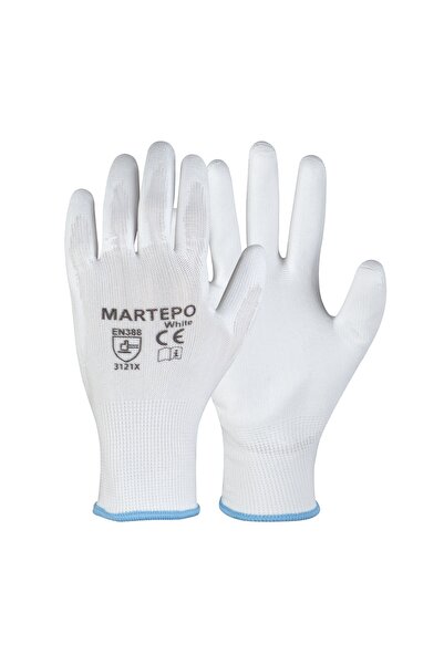 OEM Martepo gloves, synthetic fibers + Polyurethane, white, size 10