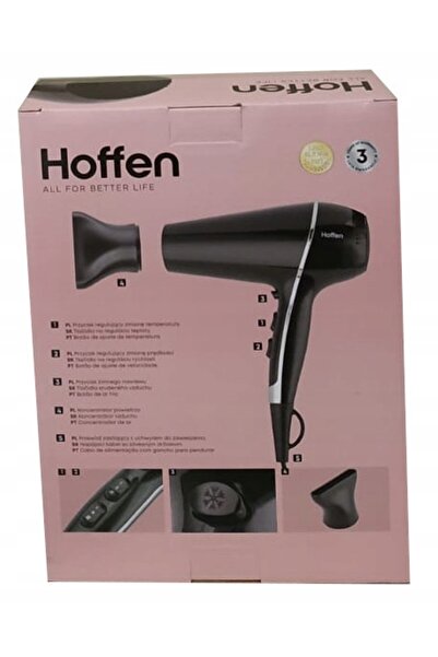 HOFFEN Uscător de păr HD-6055 Negru Suport Reglabil