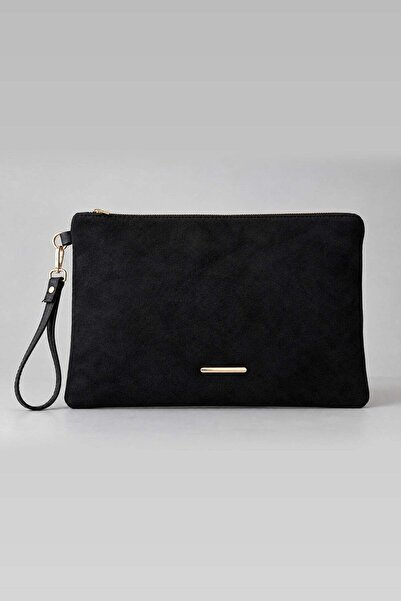 Madamra Black Suede Women's Zippered Handbag with Wrist Strap for Daily and S...