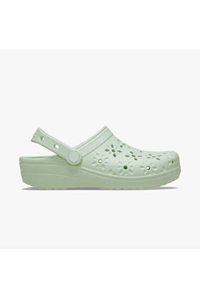 Crocs Classic Floral Cut Out Clog Kadın Yeşil Terlik