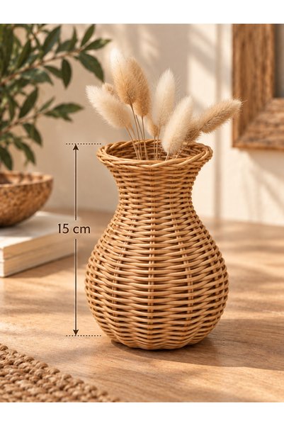 SEÇİL Rattan El Yapımı Mini Vazo