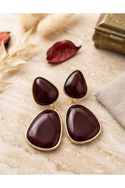 GOLD ÇERÇEVELİ TAŞLI SALLANTILI KÜPE