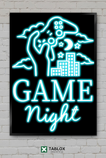 tablomaxtbx Game Night Neon Art Game Night Αφίσα Διακόσμηση Τοίχου με Πλαίσιο...