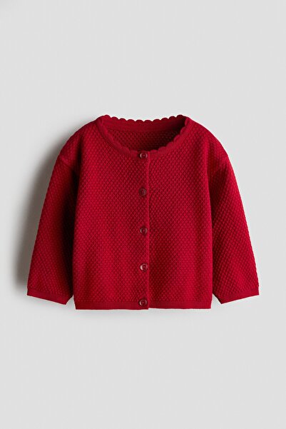 H&M Pamuklu Tekstüre Triko Hırka