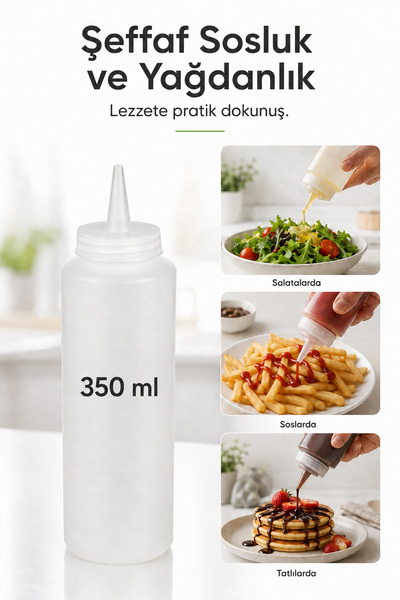 Ezupack Plastik Yağlık Sosluk 350 ml Yağdanlık Ketçap Mayonez Hardal ve Sos Ş...