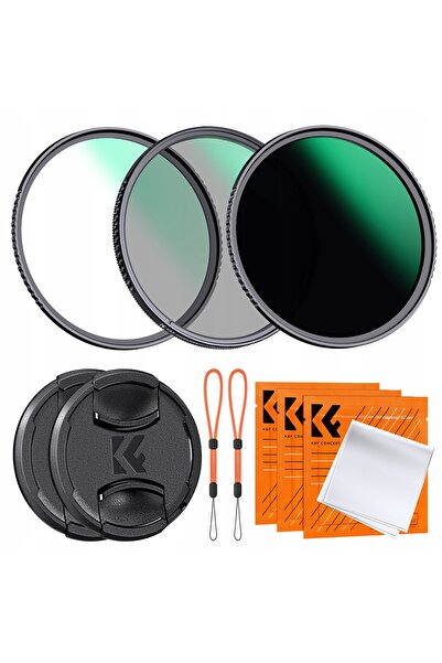 K&F CONCEPT K&F 62mm 3 în 1 UV CPL ND1000 Set de filtre NANO-D 62 + 2x Capac ...