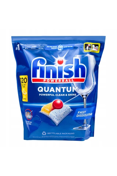 Finish Set pentru mașina de spălat vase Quantum Capsule 120 bucăți, Soluție d...