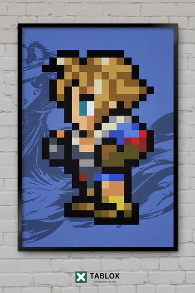 tablomaxtbx Final Fantasy X Tidus pikselni lik iz igre u ukrasnoj MDF sličici...