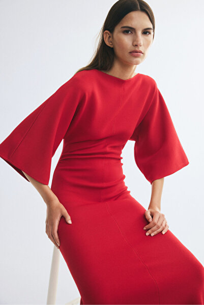 H&M Drapeli Midi Elbise