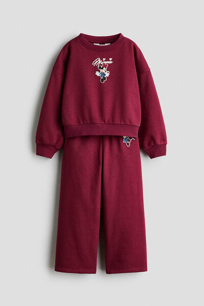 H&M 2 Parçalı Baskılı ve İçi Tüylü Sweatshirt Set