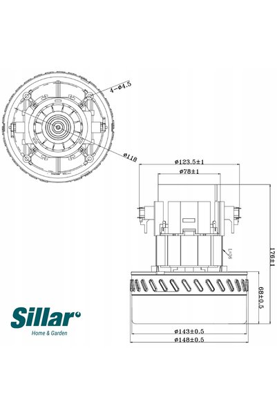 Sillar Motor cu două turbine de 1200W pentru mașină industrială de sablare cu...