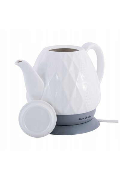 Kamille Ceainic electric fără fir, ceramic, alb, 1.5L