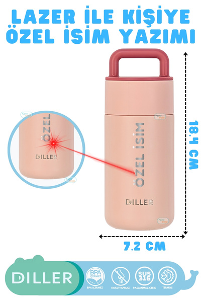 DILLER Lazer Baskı ile Kişiye Özel İsim Yazılabilen 350ml Mini Boy Yeni Seri ...