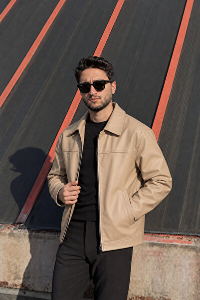 inpool Comfortable Fit, Zippered, Seasonal, Shirt Collar, Faux Leather Jacket...