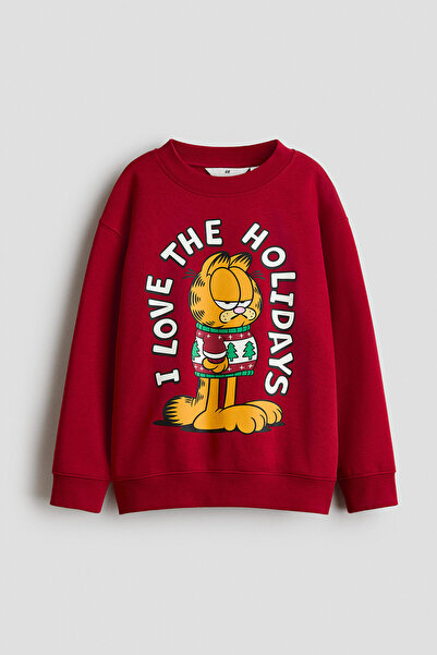 H&M Bol Kesimli ve Baskılı Sweatshirt
