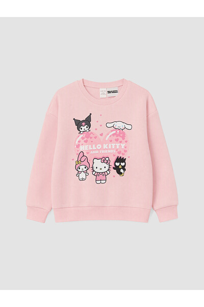 LC Waikiki Alita City Lcw Kids Pink 3 Thread Printed Loose & Baggy Girls' Swe...