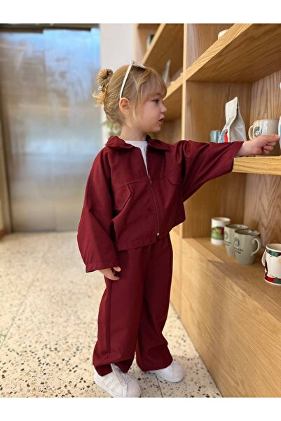 tiny lily Unisex Bordo Zippered Jacket Suit
