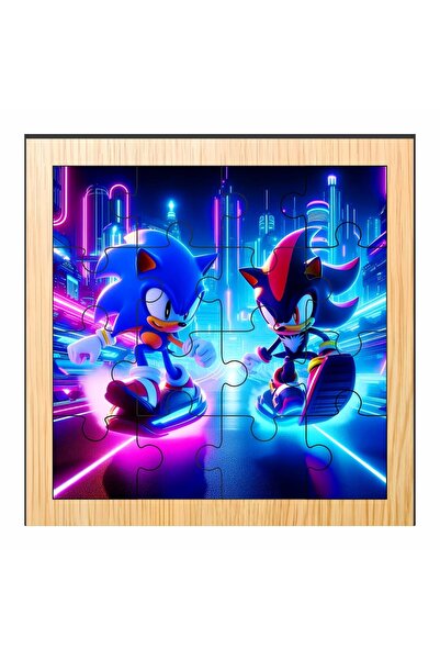 OEM Puzzle din lemn, Sonic, 16 piese, Multicolor, 17×17 cm, PDUV034