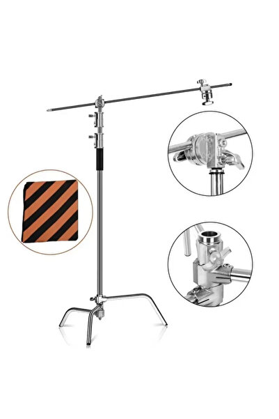 SH Sliver Stainless Steel Heavy Duty C Stand Light Stand Max Height 260cm Pho...