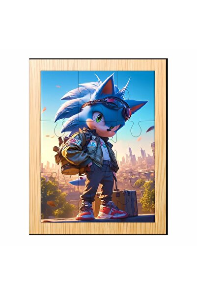 OEM Puzzle din lemn, Sonic, 9 piese, Multicolor, 15×12 cm, PDUV074
