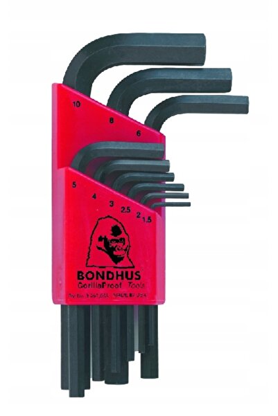 BONDHUS Set de chei hexagonale HEX L, scurte, 9 bucăți. 1.5-10mm 12299