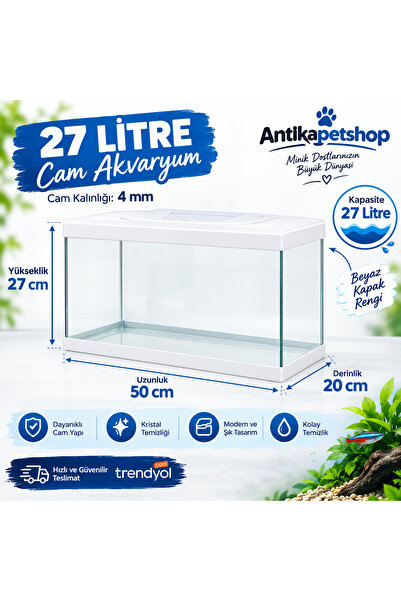 Antikapetshop Akvaryum 50 cm Beyaz
