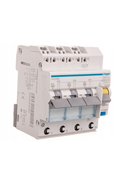 hager Disjunctor diferențial cu protecție la supracurent 3x1P+N 6kA B 16A/30m...